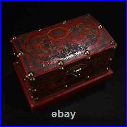 0.8 Old Chinese Silver Enamel Red Gems Ornaments Jewelry Round Ring Box Set