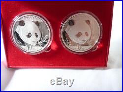 1 oz 999 Silver 2018 Chinese Silver Proof PANDA Coins 10 Yuan x 2 in gift box
