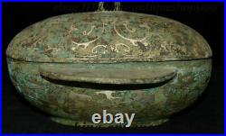 10 Chinese Xizhou Dyansty Bronzeware Rubbing Silver Storage Jewelry Box Statue