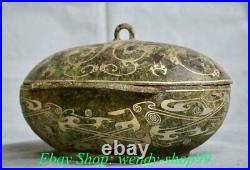 10 Old Chinese Bronze Ware Silver Dynasty Lids Pot Jar Crock Food vessels Box
