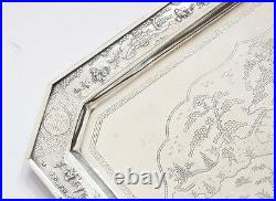 1092 GRAMS 48X29 CM INDO CHINA CHINESE EXPORT SILVER TRAY 20TH Century