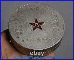 10CM Chinese Folk Collect Silver Carved Word Statue ink box Boxes cartridge