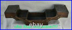 11 Rare Old Chinese Huanghuali Wood Carving Double Dragon Jewel Case or Box