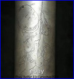 13.6Old Chinese Silver Dynasty Palace Tongzi Kids joss stick box Incense Holder
