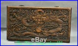14 Old Chinese Huanghuali Wood Carving Dragon Furniture Small Jewelry Box