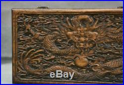 14 Old Chinese Huanghuali Wood Carving Dragon Furniture Small Jewelry Box