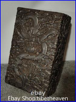 14 Rare Old Chinese Lobular red sandalwood Carving Dragon Loong Box Case