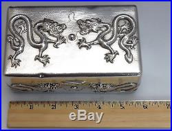 1890-1910 Chinese Export or Japanese Samurai Shokai Sterling Silver Dragon Box