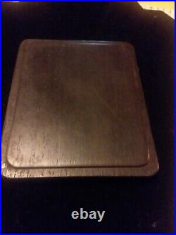 18thC Chinese finely h. Carved Zitan silver wired wood covered lid box & base