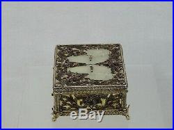 19 century SILVER JEWELED AUSTRIAN HUNGARIAN BOX / 18 century CHINESE WHITE JADE