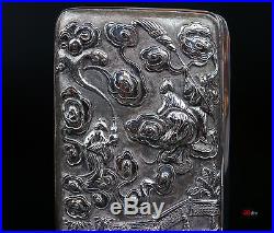 1900 Antique Chinese solid Silver Cigar or Cigarette Case /178g
