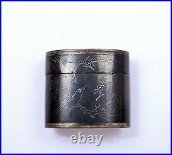 1900's Chinese Mixed Metal Silver Inlay Miniature Pill Box Signed