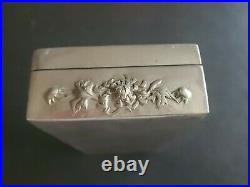 1900s CHINA CHINESE HIGH RELIEF DRAGON WHITE METAL BOX