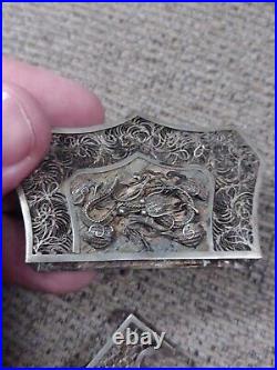 1900s CHINA CHINESE STERLING SILVER FILIGREE CARD BOX EXCELLENT CONDITION