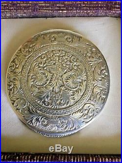 1900s CHINA CHINESE STERLING SILVER WITH HALLMARK LADY COMPACT POWDER CASE BOX