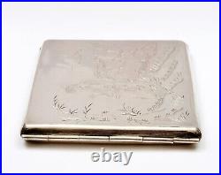 1930's Chinese Solid Silver Cigarette Card Case Lady Figure Figurine Mk