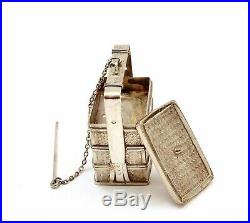 1930's Chinese Sterling Silver Miniature Furniture Weave Basket Box Pendant Mk