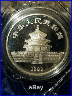 1983 SILVER 1 OZ CHINESE PANDA MINT SEALED withbox C. O. A. Rare $. 1 OUNCE. 999