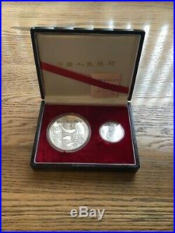 1987 50 & 10 Proof Yuan Chinese Silver Panda Set 5oz 1oz Proof with Box & COA