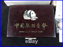 1987-Y Chinese Gold Panda 3 Fractional. 999 Gold Proof Coins Set Sealed COA BOX