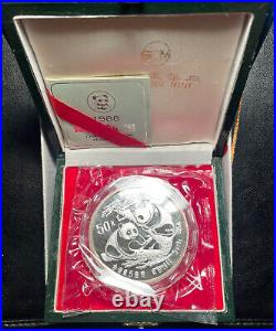 1988 5 Oz Chinese Silver Panda 50 Yuan With All OGP, 2 Boxes