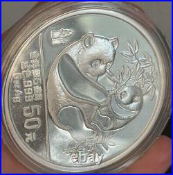 1989 China 50 Yuan 5 Oz Silver Proof Panda Box & COA