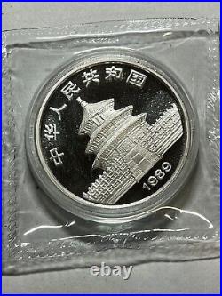 1989 Proof 10 Yuan Chinese Silver Panda Sealed OMP with Box & Paper Nice Proof