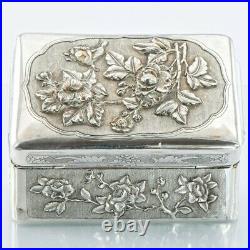 19C Antique Chinese Japanese Silver Snuff Box Cigarette Trinket Case Art Nouveau