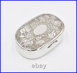 19TH CENTURY CHINESE SOLID SILVER SNUFF BOX Birds & Flowers