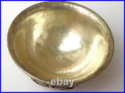 19th C Antique Chinese Mongolian Sterling Silver Hardstone Cup Bowl Qing Dynasty