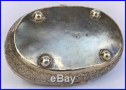 19th C Antique Old Chinese Sterling Silver Pierced Reticulated Cricket Box 228gr