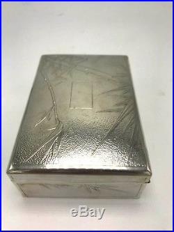 19th C Chinese Export Sterling Silver Box Bamboo Design