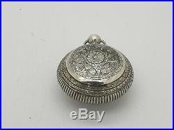 19th C Chinese Solid Silver Snuff Box In The Shape of Pocket Watch