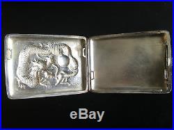 19th Century China Chinese Export High Relief Dragon Silver Case Box