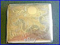 19th Century China Chinese Lee Yee Hing Solid Silver Dragon Card Case Box