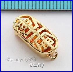 1x VERMEIL 18K GOLD STERLING SILVER OVAL CLASSIC CHINESE BOX CLASP 15mm G036