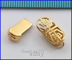 1x VERMEIL 18K GOLD STERLING SILVER OVAL CLASSIC CHINESE BOX CLASP 15mm G036