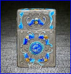 2.08 Rare Old Chinese silver Dynasty Palace Cigarette paste Tobacco box