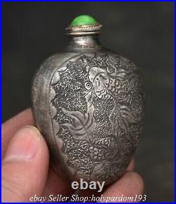 2.2 Old Chinese Silver Dynasty Fish Water grass Snuff box Snuff bottle Statue