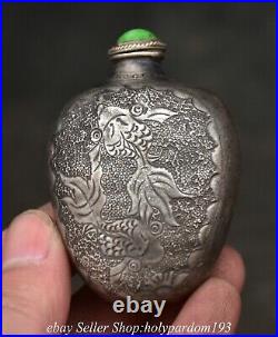 2.2 Old Chinese Silver Dynasty Fish Water grass Snuff box Snuff bottle Statue