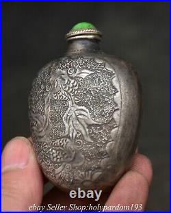 2.2 Old Chinese Silver Dynasty Fish Water grass Snuff box Snuff bottle Statue