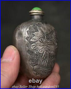 2.2 Old Chinese Silver Dynasty Fish Water grass Snuff box Snuff bottle Statue