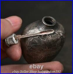 2.2 Old Chinese Silver Dynasty Fish Water grass Snuff box Snuff bottle Statue