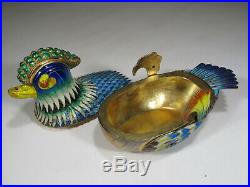 2 Antique Chinese Export silver & enamel duck boxes # CS163