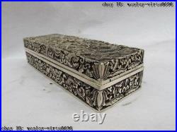 2 Chinese Royal Palace White Copper Silver Two Dragon Play Bead Jewelery Box