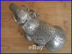 2 Large Antique Cambodian Khmer Silver Betel Nut Boxes Box Deer Goat chinese