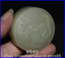 2 Old Chinese Natural Hetian Jade Carving Palace Dragon Phoenix Jewelry Box