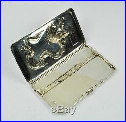 200 G. Antique Chinese Export Sterling Silver Cigarette Case Box Dragon