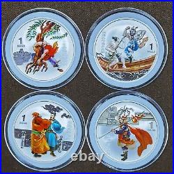 2004 Cook Islands 4pc chinese Outlaws of the Marsh silver coin set no coa box