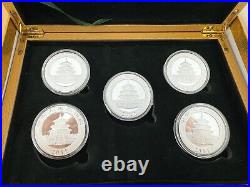 2010-2014, Five 1 oz China Panda Silver Coin Set in Beautiful Presentation Box